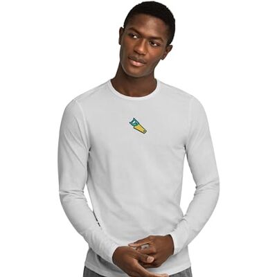 Green Fish , basic långärmad t-shirt för män, 100% bomull, normal passform, digitalt ikontryck, storlek: XL, färg: Vit, Vit, XL Green Fish , basic långärmad t-shirt för män, 100% bomull, normal passform, digitalt ikontryck, storlek: XL, färg: Vit, Vit, XL