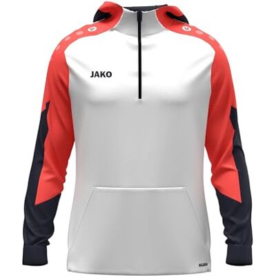 JAKO Unisex huvtröja med dragkedja dynamisk, vit/korall/marinblå, XL JAKO Unisex huvtröja med dragkedja dynamisk, vit/korall/marinblå, XL