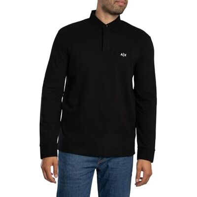 Giorgio Armani Essential, Herr Long Sleeve Side Monogram Logo Polo, Svart, XL, Svart, XL Giorgio Armani Essential, Herr Long Sleeve Side Monogram Logo Polo, Svart, XL, Svart, XL
