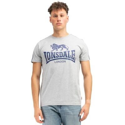 Lonsdale Henconner T-shirt för män, Marl grå/marinblå, M Lonsdale Henconner T-shirt för män, Marl grå/marinblå, M