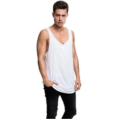 Urban Classics Lång formad öppen kant lös tank sport linne herr, Vit (vit 220), M Urban Classics Lång formad öppen kant lös tank sport linne herr, Vit (vit 220), M