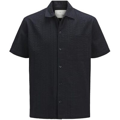 JACK & JONES Jprcceaston Seersucker S/S skjorta, Svart skönhet, M JACK & JONES Jprcceaston Seersucker S/S skjorta, Svart skönhet, M
