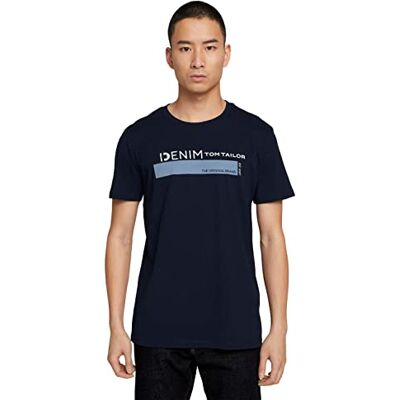 TOM TAILOR Denim Herr T-shirt med logotyp 1030693, 10668 Sky Captain Blue, XXL TOM TAILOR Denim Herr T-shirt med logotyp 1030693, 10668 Sky Captain Blue, XXL