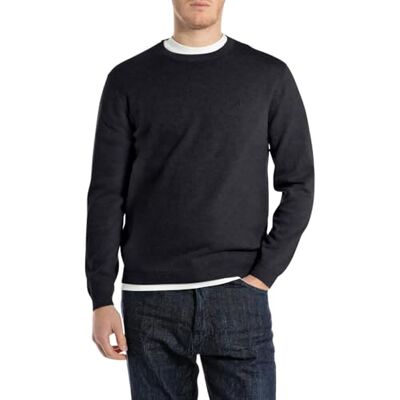 Replay Bomullströja för män med normal passform, 088 Deep Blue, XXL Replay Bomullströja för män med normal passform, 088 Deep Blue, XXL