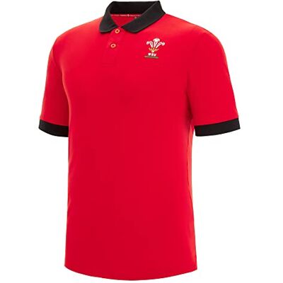 Macron Walesisk rugby klassisk pikétröja, röd, herr, Röd, S Macron Walesisk rugby klassisk pikétröja, röd, herr, Röd, S
