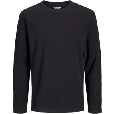 JACK & JONES Jormanchester Waffle Tee Ls Crew Neck, svart, M JACK & JONES Jormanchester Waffle Tee Ls Crew Neck, svart, M