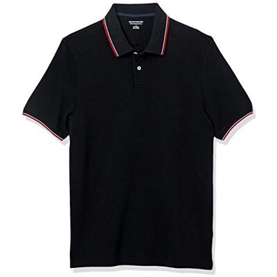 Amazon Essentials Men's Pikétröja i smal passform i bomull, Svart/Vit/Röd, S Amazon Essentials Men's Pikétröja i smal passform i bomull, Svart/Vit/Röd, S