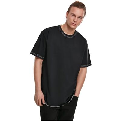 Urban Classics Herr tung överdimensionerad kontrast stitch T-shirt, Svart (svart 00007), XXL plus size extra tall Urban Classics Herr tung överdimensionerad kontrast stitch T-shirt, Svart (svart 00007), XXL plus size extra tall