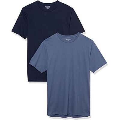 Amazon Essentials Herr Slim-Fit kortärmad T-shirt med rund hals, 2-pack, mörkblå/marinblå, XX-Large Amazon Essentials Herr Slim-Fit kortärmad T-shirt med rund hals, 2-pack, mörkblå/marinblå, XX-Large