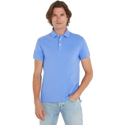 Tommy Hilfiger Kortärmad pikétröja för män 1985 Slim Fit, Blå, XL Tommy Hilfiger Kortärmad pikétröja för män 1985 Slim Fit, Blå, XL