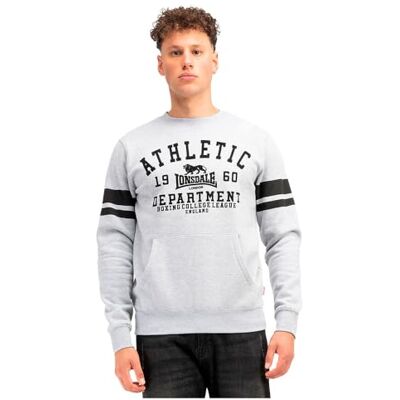 Lonsdale Sweatshirt för män, rund hals, normal passform, GLESPIN, Marl grå/svart, XL Lonsdale Sweatshirt för män, rund hals, normal passform, GLESPIN, Marl grå/svart, XL