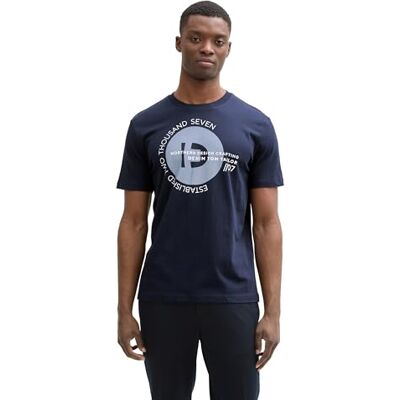 TOM TAILOR Denim herr basic t-shirt med logotyptryck, 22813 – mörk marinblå, XXL TOM TAILOR Denim herr basic t-shirt med logotyptryck, 22813 – mörk marinblå, XXL