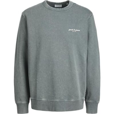 JACK & JONES Jjedover Print Sweat Crew Neck, Stormigt väder, S JACK & JONES Jjedover Print Sweat Crew Neck, Stormigt väder, S