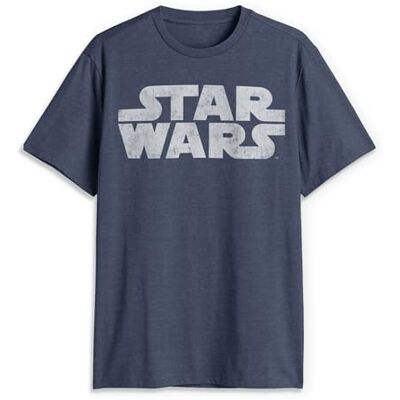 Star Wars Herr enklaste logotypt-shirt, Marin Heather, 4XL Star Wars Herr enklaste logotypt-shirt, Marin Heather, 4XL