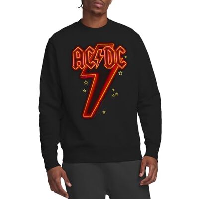 AC/DC ACDC Neon Bolt Crew Sweatshirt, Svart, Small, Svart, S AC/DC ACDC Neon Bolt Crew Sweatshirt, Svart, Small, Svart, S