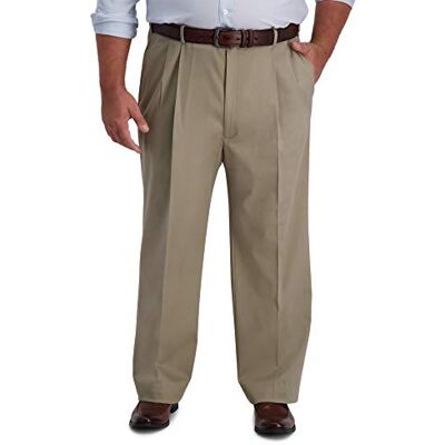 Haggar herr B & t khaki veckad framsida expanderbar midjeband ledig byxa Haggar herr B & t khaki veckad framsida expanderbar midjeband ledig byxa