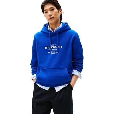 Tommy Hilfiger herr oval grafitisk huvtröja MW0MW40864 pullover huvtröja, blå, L, Blå (kil blå), L Tommy Hilfiger herr oval grafitisk huvtröja MW0MW40864 pullover huvtröja, blå, L, Blå (kil blå), L