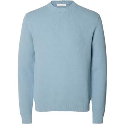 SELECTED MEN Slhdane Ls stickad struktur crew neck Noos, Dammblå, M SELECTED MEN Slhdane Ls stickad struktur crew neck Noos, Dammblå, M