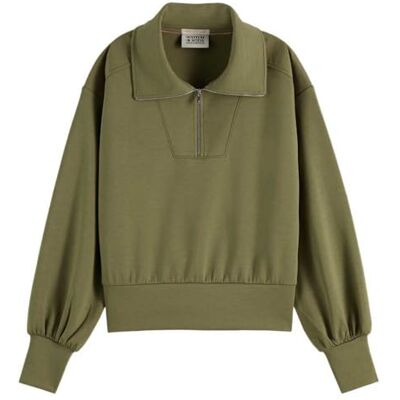 Scotch & Soda Dam-modal Utility sweatshirt, tvättad militär 7357, L Scotch & Soda Dam-modal Utility sweatshirt, tvättad militär 7357, L
