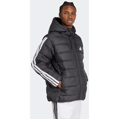 adidas herr Essentials Climawarm 3 Stripes Synthetic Down Hooded Coat, black, L adidas herr Essentials Climawarm 3 Stripes Synthetic Down Hooded Coat, black, L