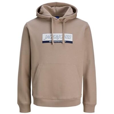 JACK & JONES Jorinwood Block Branding Sweat Hood, mocha meringue, XS JACK & JONES Jorinwood Block Branding Sweat Hood, mocha meringue, XS