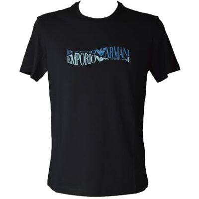 Giorgio Armani Herrtryck rund hals t-shirt blå S Giorgio Armani Herrtryck rund hals t-shirt blå S