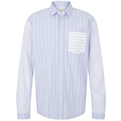 TOM TAILOR Denim Herr Avslappnad passform skjorta med ränder 1032372, 30349 Blue Stripe Mix Design, M TOM TAILOR Denim Herr Avslappnad passform skjorta med ränder 1032372, 30349 Blue Stripe Mix Design, M