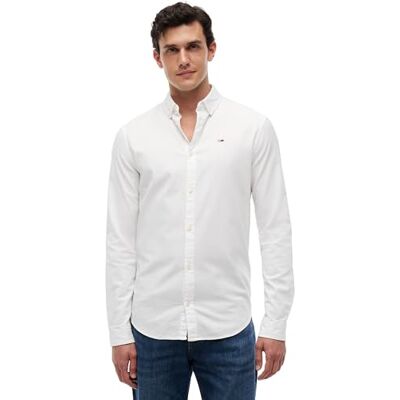 Tommy Jeans herr Tjm Slim Stretch Oxford Shirt Dm0dm09594 L/S skjorta, Vitt, XL Tommy Jeans herr Tjm Slim Stretch Oxford Shirt Dm0dm09594 L/S skjorta, Vitt, XL