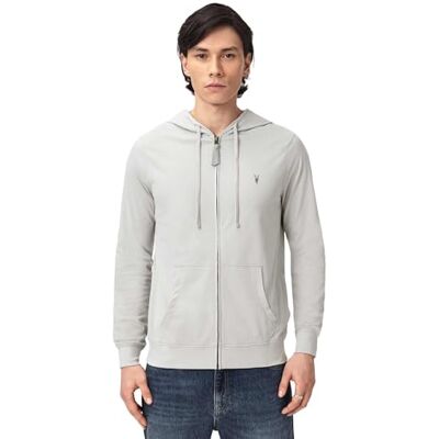 AllSaints All Saints Herr Brace Hoody Plain Jersey, Pebble Grey, XL AllSaints All Saints Herr Brace Hoody Plain Jersey, Pebble Grey, XL