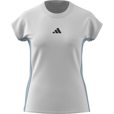 adidas Kobiety ESSENTIALS 3-STRIPES SINGLE JERSEY TEE, white/icey blue, L adidas Kobiety ESSENTIALS 3-STRIPES SINGLE JERSEY TEE, white/icey blue, L
