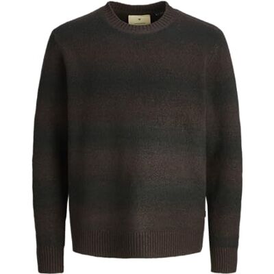 JACK & JONES Jprblutyler stickad randig crew neck, fudge, M JACK & JONES Jprblutyler stickad randig crew neck, fudge, M