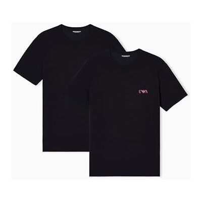 Giorgio Armani Mäns feta monogram 2-pack t-shirt med rund hals svart L anpassad passform, Svart, L Giorgio Armani Mäns feta monogram 2-pack t-shirt med rund hals svart L anpassad passform, Svart, L