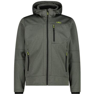 CMP Mäns melange Softshell jacka med avtagbar huva, Kaki Mel, 56 CMP Mäns melange Softshell jacka med avtagbar huva, Kaki Mel, 56