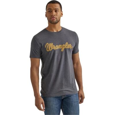 Wrangler herr western rund hals kortärmad t-shirt, Träkol ljung, M Wrangler herr western rund hals kortärmad t-shirt, Träkol ljung, M