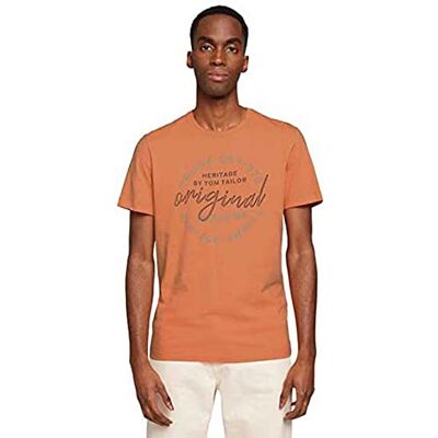 TOM TAILOR Herr T-shirt med tryck 1029246, 28420 Cadmium Bright Orange, S TOM TAILOR Herr T-shirt med tryck 1029246, 28420 Cadmium Bright Orange, S