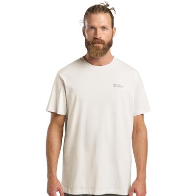 Jack Wolfskin Essential T-shirt för män, bomull, vit, M, Bomull vit, M Jack Wolfskin Essential T-shirt för män, bomull, vit, M, Bomull vit, M