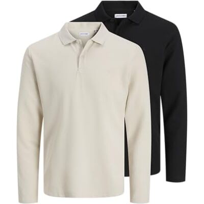 JACK & JONES Jjeaustin Polo Ls 2Pk Mp, Moonbeam, XS JACK & JONES Jjeaustin Polo Ls 2Pk Mp, Moonbeam, XS