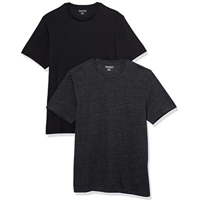 Amazon Essentials mäns Slim-Fit kortärmad rund hals t-shirt, paket med 2, svart/kol ljung, medium Amazon Essentials mäns Slim-Fit kortärmad rund hals t-shirt, paket med 2, svart/kol ljung, medium