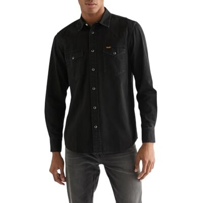 Wrangler Western Shirt T-shirt, Rinse Black, XL för män Wrangler Western Shirt T-shirt, Rinse Black, XL för män
