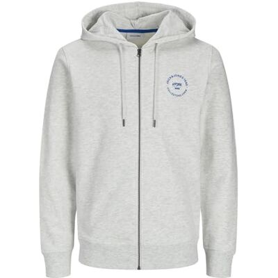JACK & JONES JJSIMON Sweat Zip Hood, Vit melange, S JACK & JONES JJSIMON Sweat Zip Hood, Vit melange, S