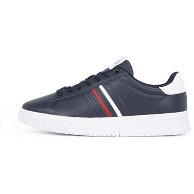 Tommy Hilfiger Moderna ränder för män Cupsole träningsskor med logotyp, Blå ökenhimmel, 40 EU Tommy Hilfiger Moderna ränder för män Cupsole träningsskor med logotyp, Blå ökenhimmel, 40 EU