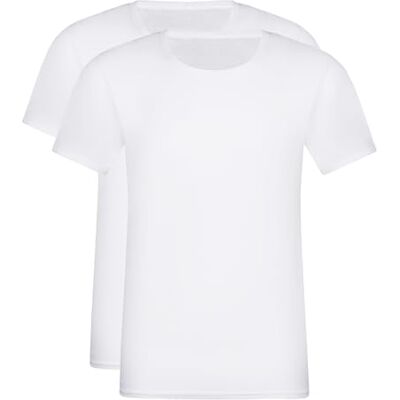 Dim Eco kortärmad T-shirt för män x 2, Vitt och blått, L Dim Eco kortärmad T-shirt för män x 2, Vitt och blått, L
