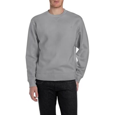 Replay herr sweatshirt, 093 Lead Grey, XS Replay herr sweatshirt, 093 Lead Grey, XS
