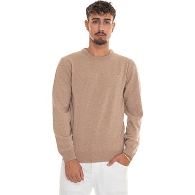 GANT Superfine lammull C-hals, Dk. Sand melerad, 4XL GANT Superfine lammull C-hals, Dk. Sand melerad, 4XL