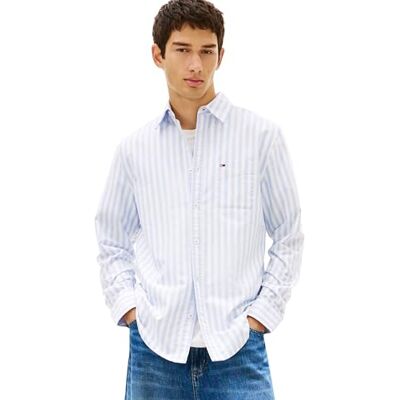 Tommy Jeans herr TJM Reg Stripe Oxford skjorta Ext DM0DM22790 L/S skjorta, blå (blå skymningsrandig), XL Tommy Jeans herr TJM Reg Stripe Oxford skjorta Ext DM0DM22790 L/S skjorta, blå (blå skymningsrandig), XL