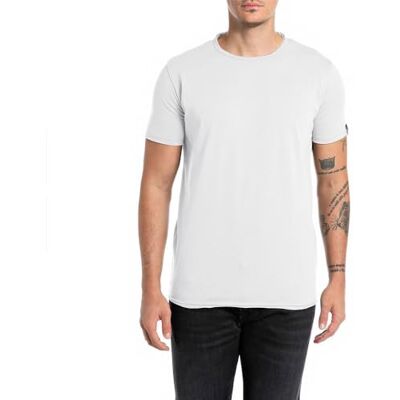 Replay Basic T-shirt för män, normal passform med rund hals, 001 vit, XS Replay Basic T-shirt för män, normal passform med rund hals, 001 vit, XS