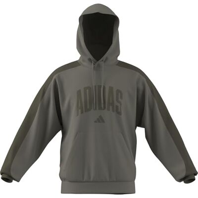 adidas Mezczyzni COLLEGIATE FLEECE HOODIE, silver pebble/olive strata, M Extra Tall adidas Mezczyzni COLLEGIATE FLEECE HOODIE, silver pebble/olive strata, M Extra Tall