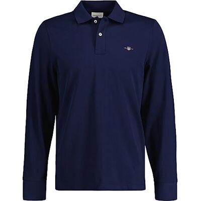 GANT Herr REG Shield LS Pique Rugger pikétröja, Evening Blue, standard, Kvällsblå, XXL GANT Herr REG Shield LS Pique Rugger pikétröja, Evening Blue, standard, Kvällsblå, XXL