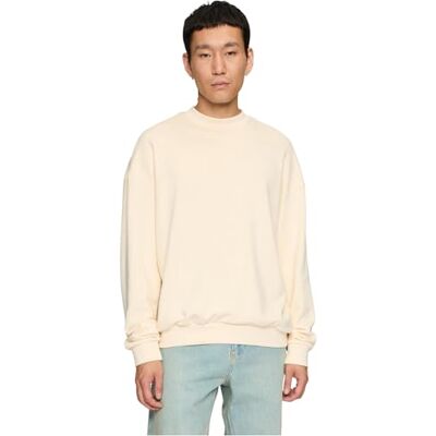 Urban Classics Herr lätt Terry Crew Sweatshirt, Whitesand, S, Vit, S Urban Classics Herr lätt Terry Crew Sweatshirt, Whitesand, S, Vit, S