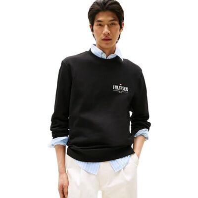Tommy Hilfiger herr HILFIGER STACKED TRÖJOR MW0MW39376 pullover tröja, svart (svart), XS, svart (svart), XS Tommy Hilfiger herr HILFIGER STACKED TRÖJOR MW0MW39376 pullover tröja, svart (svart), XS, svart (svart), XS